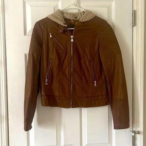 Vegan leather jacket. Tan size small.